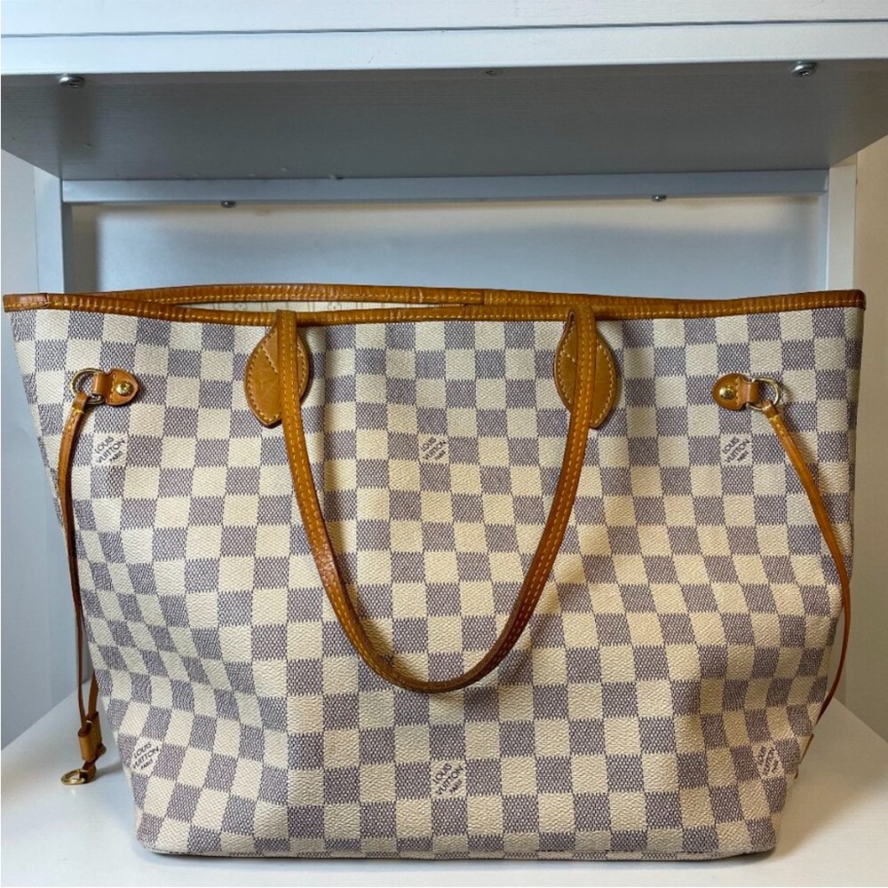 AUTHENTIC LOUIS VUITTON DAMIER AZURE NEVERFULL MM BAG